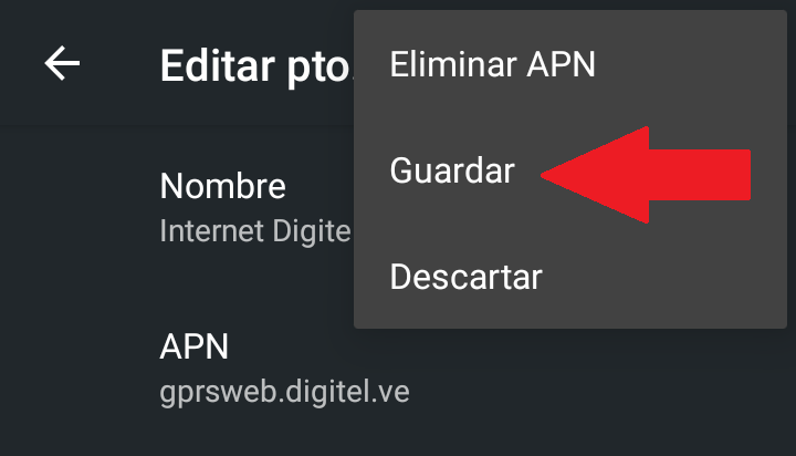 Configurar APN Digitel Android